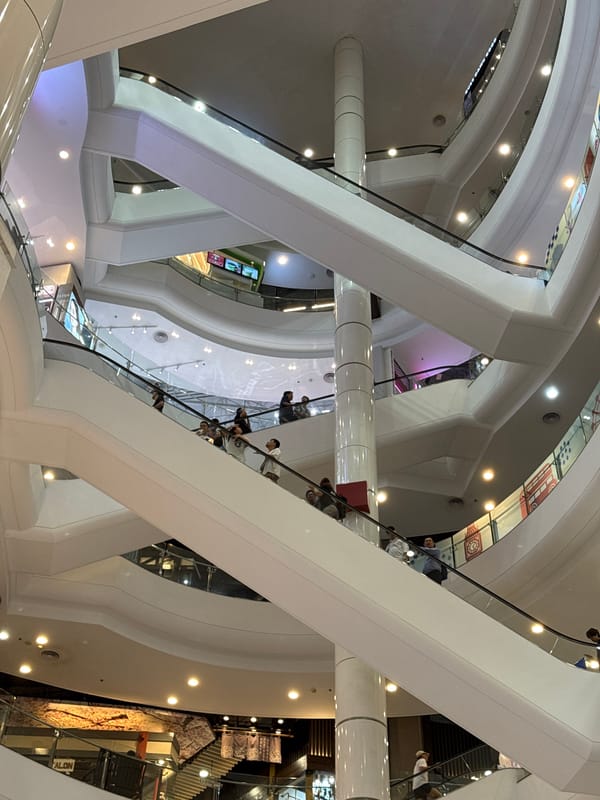 Shopper documents upscale Bangkok mall interior architecture