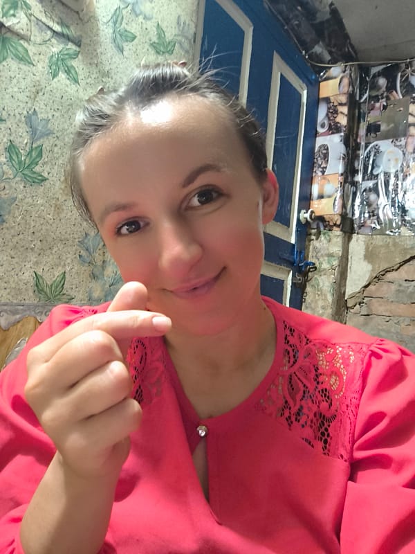 Selfie series in a pink lace top, Anastasivka