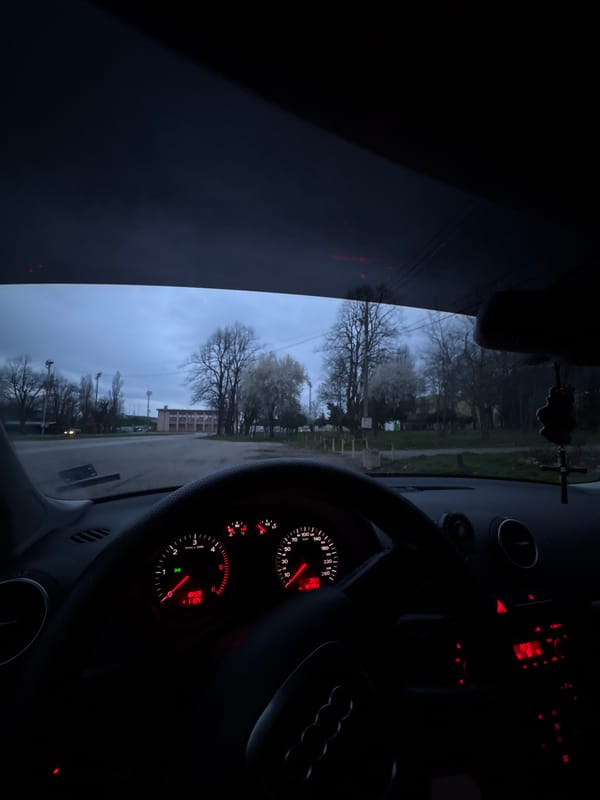 Evening car scene with vaping in Vratsa, Bulgaria