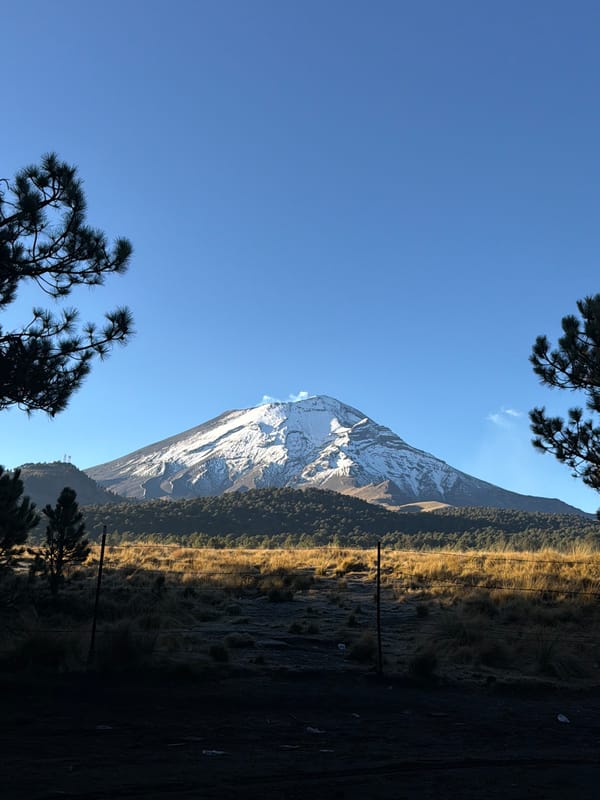 Clear skies reveal snow-capped Iztaccihuatl from Tlamacas viewpoint