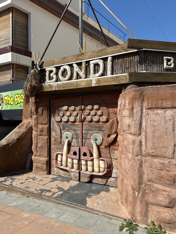 Street-level snapshots of Calella's promenade and local landmarks