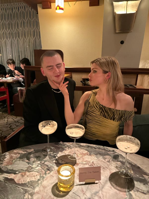 London diners share upscale evening meal with champagne and desserts