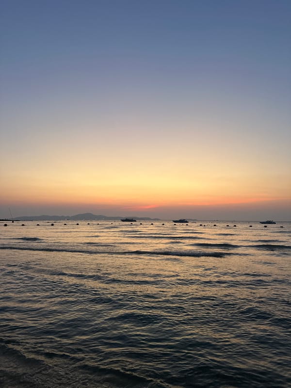 Sunset observed over ocean in Pattaya City, Thailand