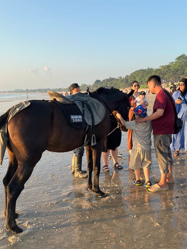 Sunset horse rides on Kuta Selatan beach, Bali