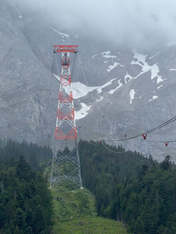 Riding the Zugspitze cable car above Eibsee, Grainau