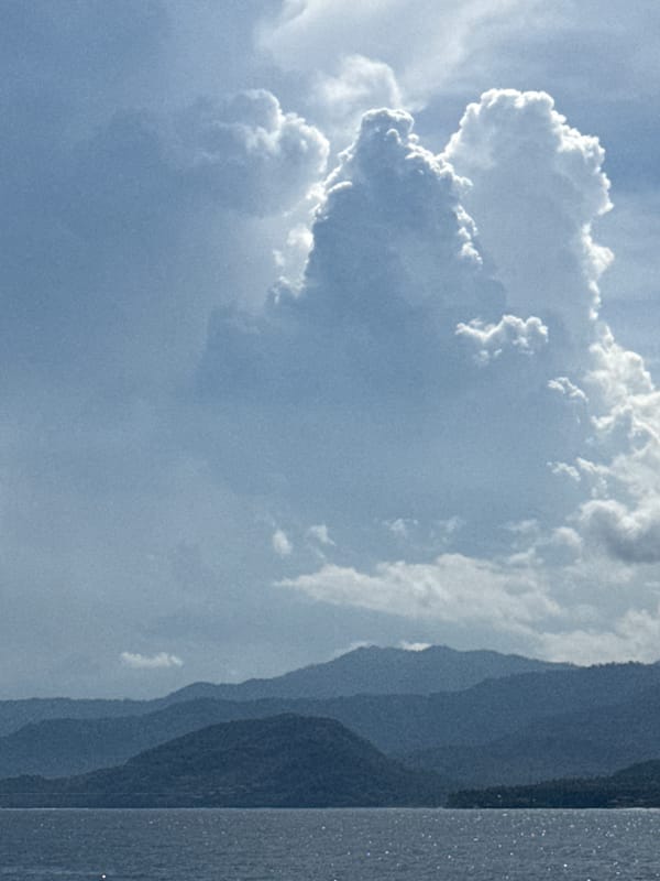 Serene cloudy sky captured in Karangasem, Indonesia morning