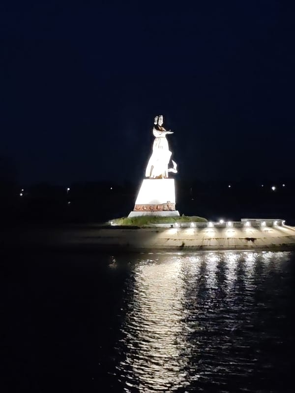 Twilight and nighttime scenes along a Russian canal
