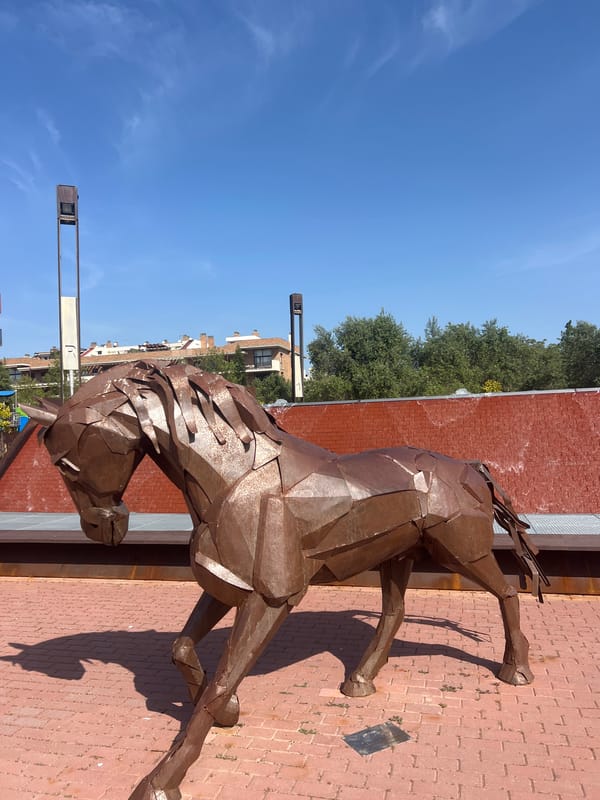 Metal horse sculpture spotted in Salou, Spain