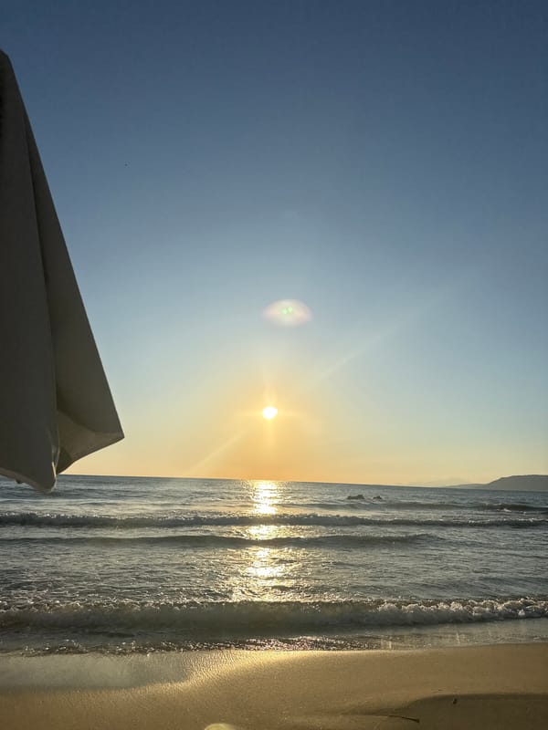 Sunset over the shoreline in Georgioupoli, Crete
