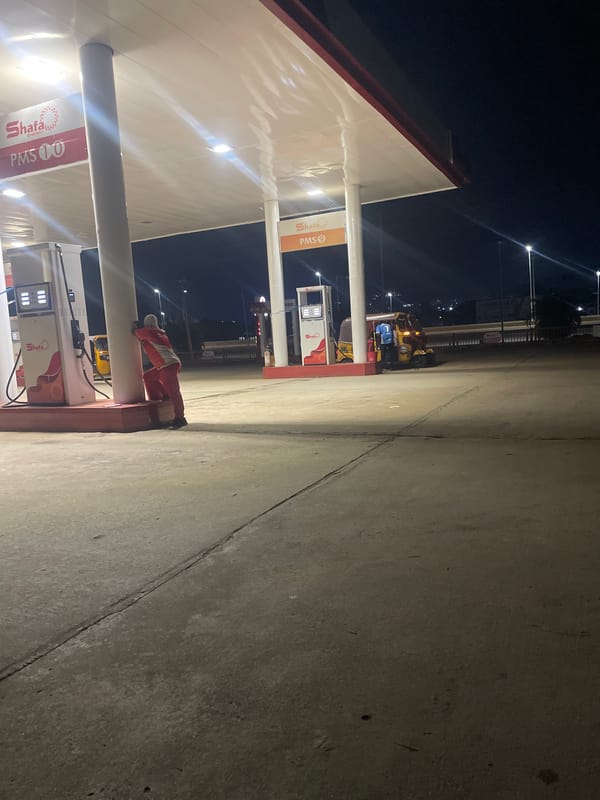 Late-night fueling at a Shafa Energy station in Abuja
