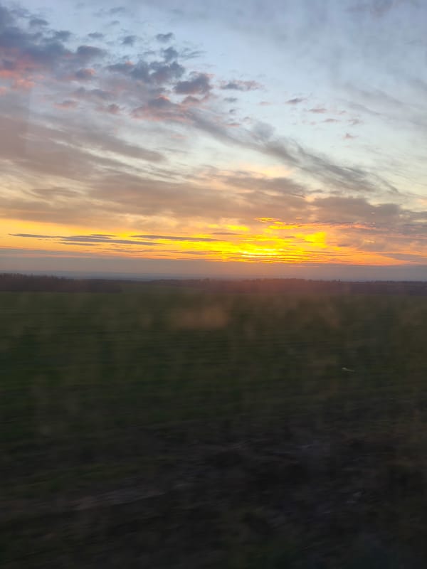 Colorful sunset observed over fields in Zgalevo, Bulgaria