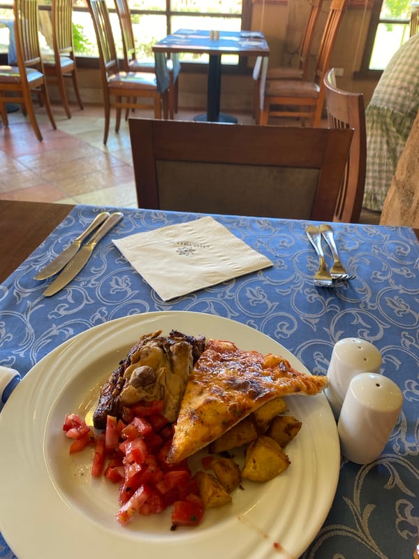 Lunch break at an Egyptian-themed resort in Sharm El Sheikh