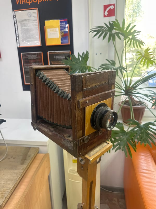Vintage camera collection on display at Tobolsk museum