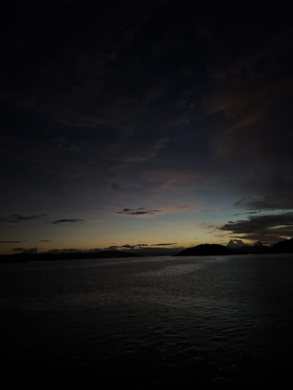 Dramatic twilight sky with heavy clouds observed in Indonesia