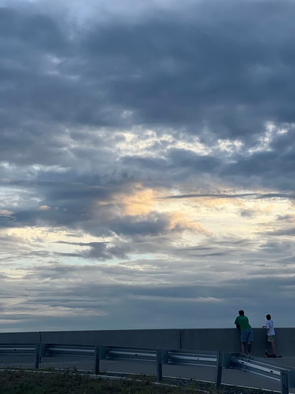 Khabarovsk at dusk: city architecture under a dramatic evening sky