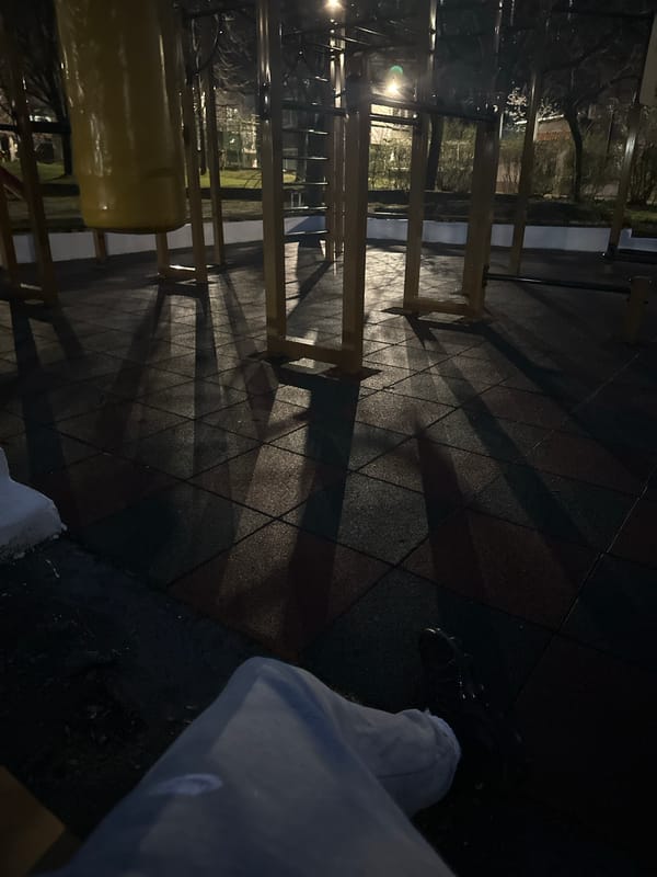 Evening workout at outdoor fitness area in Sopot