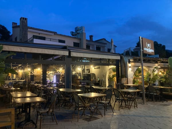 Palmanova beach and restaurant strip after dark
