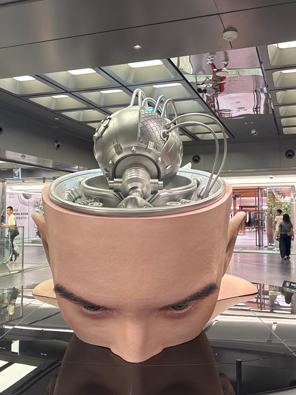 Technological brain art installation spotted in Liwan District, China