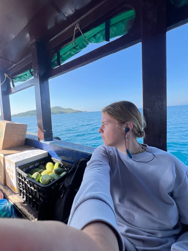 Passenger rests on ferry off Vietnam coast