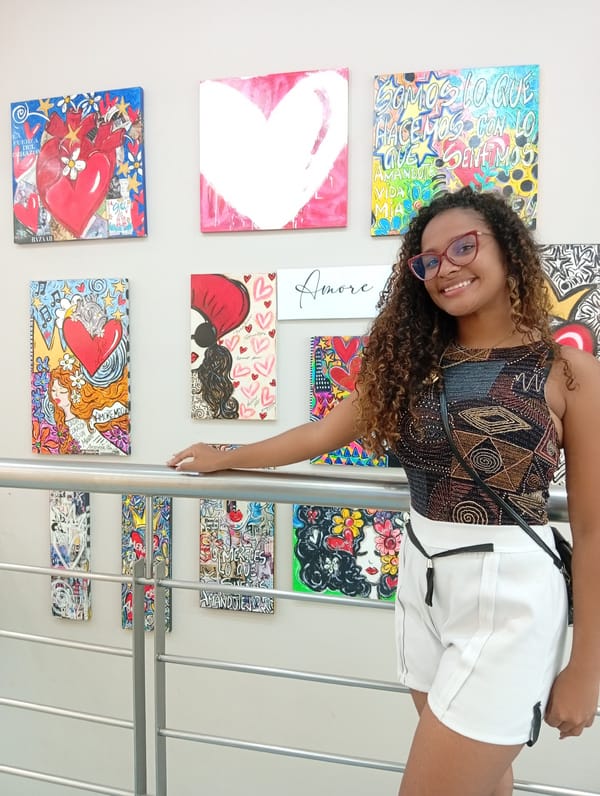 Woman visits shopping mall attractions in Porlamar Venezuela