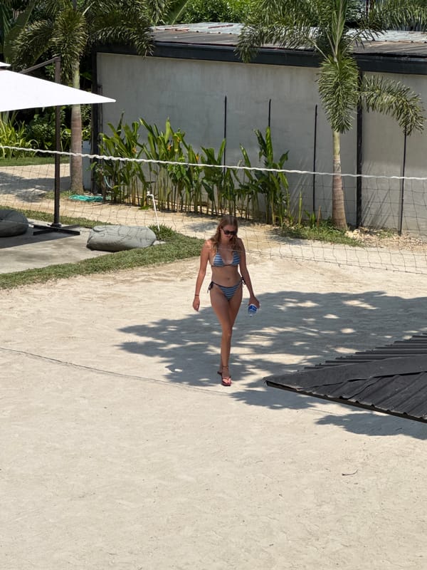 Early morning poolside leisure captured in General Luna, Philippines