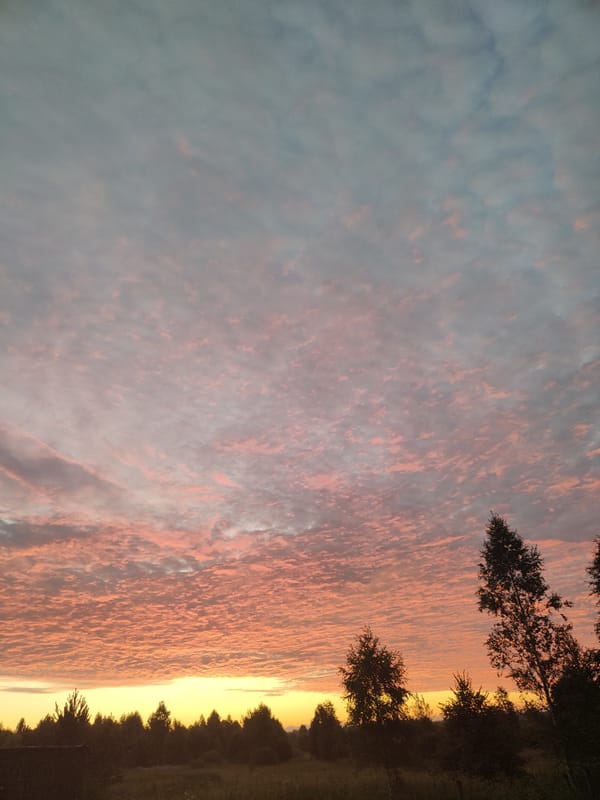 Sunset clouds over rural western Russia