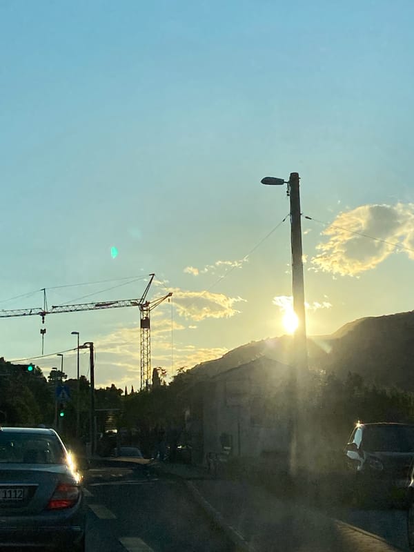 Construction activity visible in Čibača street scene