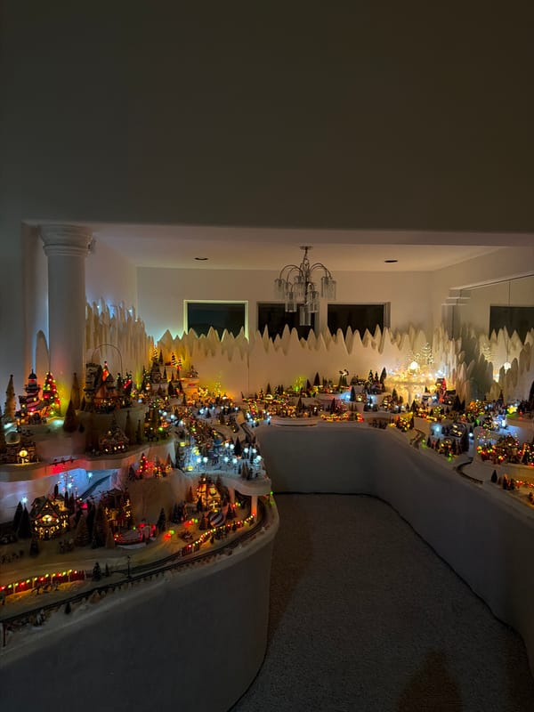 Christmas village display spotted in decorated Los Angeles area room
