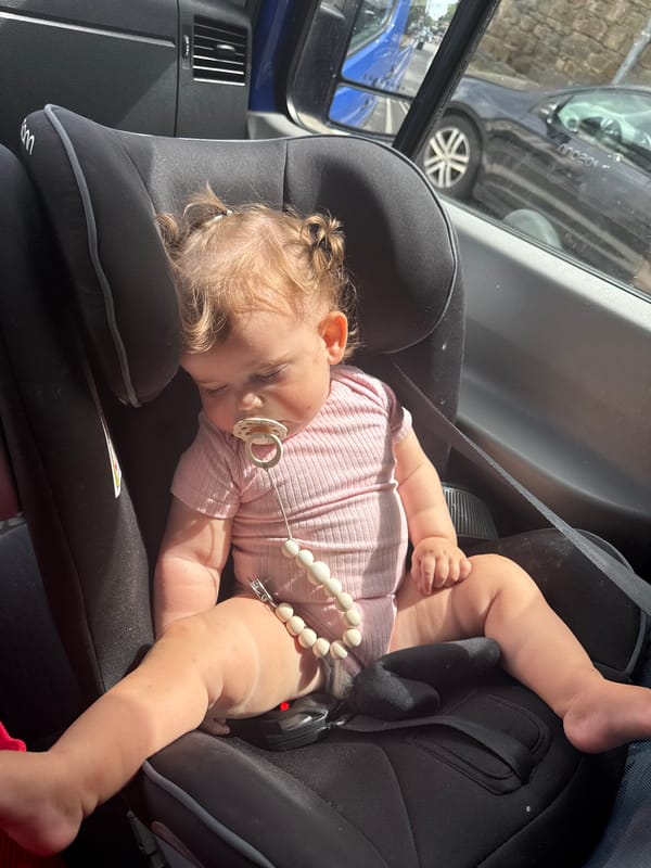 Driving through Giessen with a sleeping baby on board