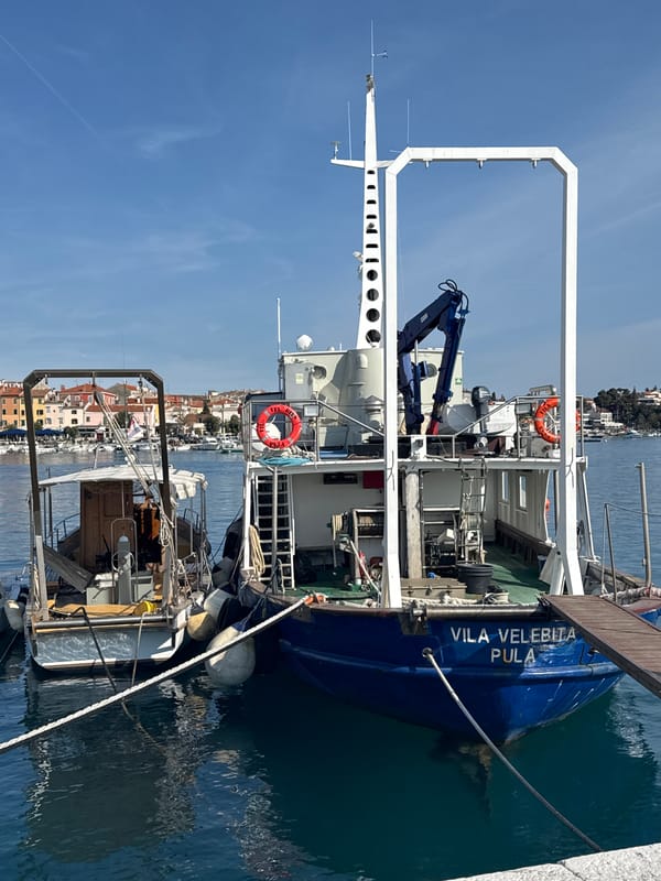 Pirate ship 'Sveta Ana' docked at Rovinj pier
