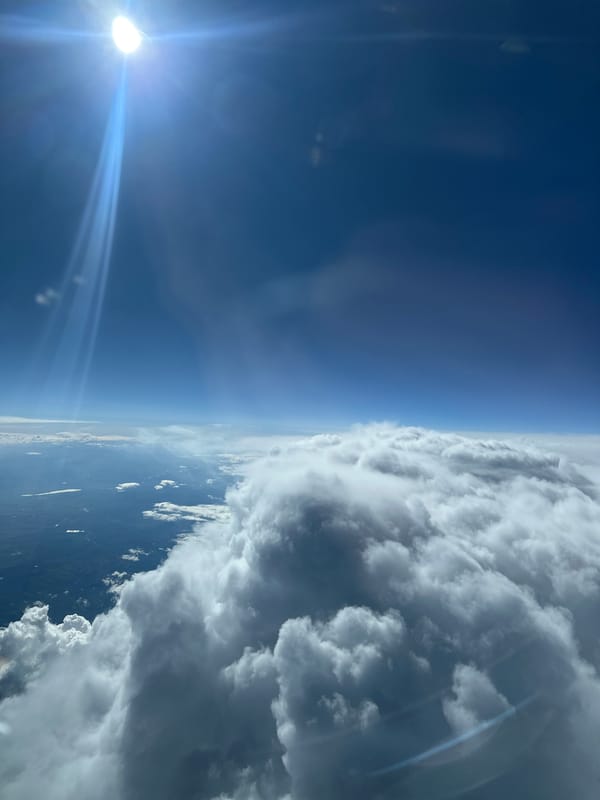 Airplane passenger captures sunny skies over Khimki, Russia