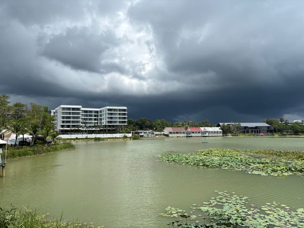 Stormy skies observed over lake in Choeng Thale, Thailand