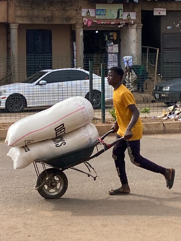 Morning street life and everyday commerce in Bukuru, Nigeria