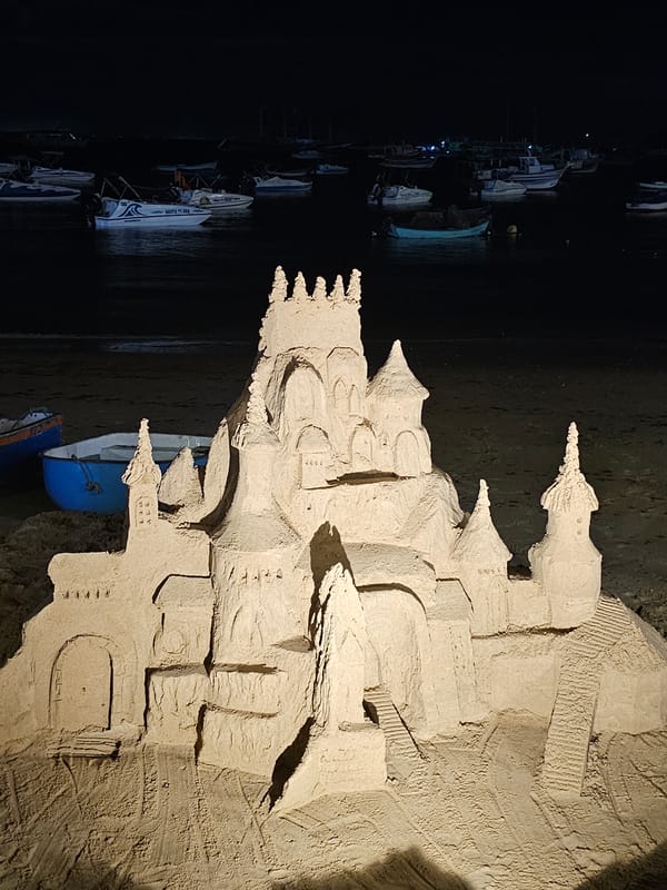 Illuminated sandcastle spotted on Brazilian beach at night