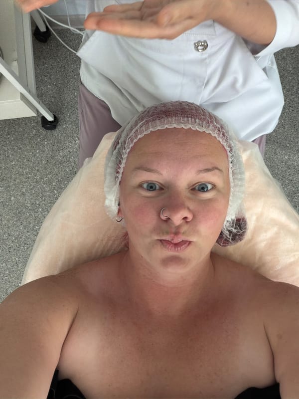 Person documents medical treatment visit with selfies in Chaikovsky