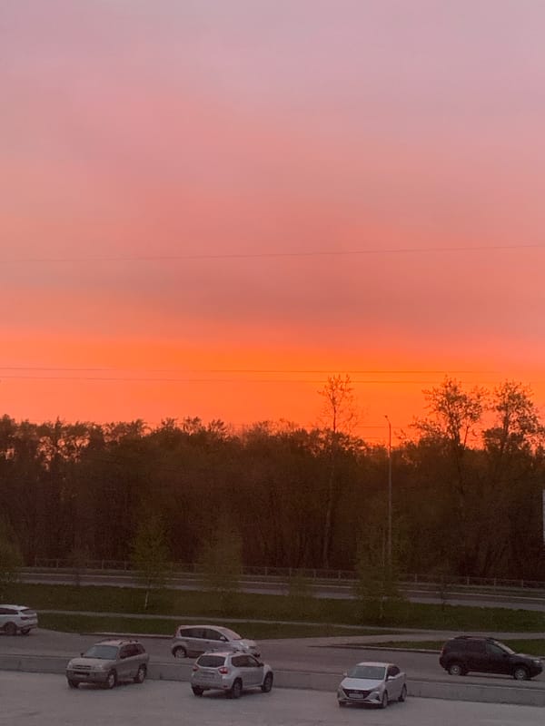 Sunset observed from elevated position in Perm, Russia