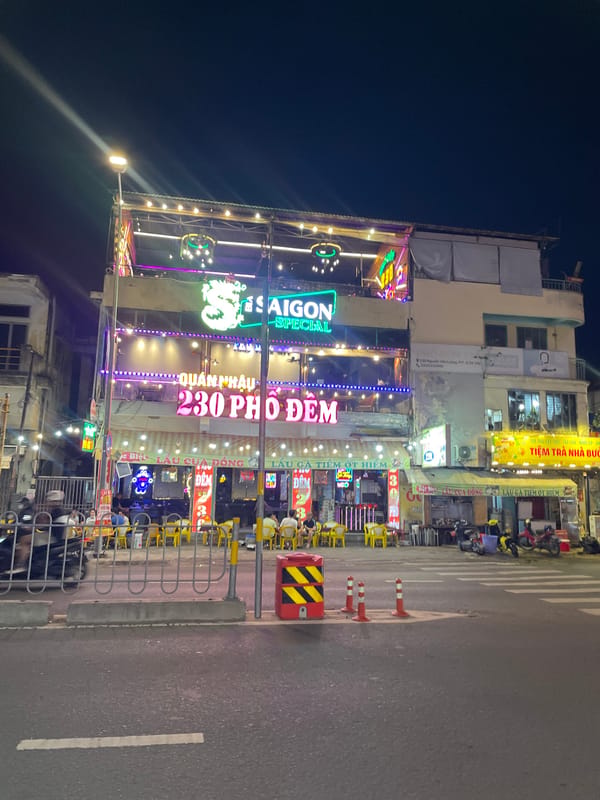Night out on the commercial streets of Thuận An