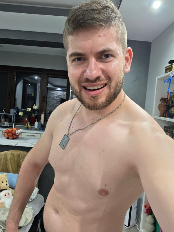 Man photographed with pet rabbit at Bulgarian residence