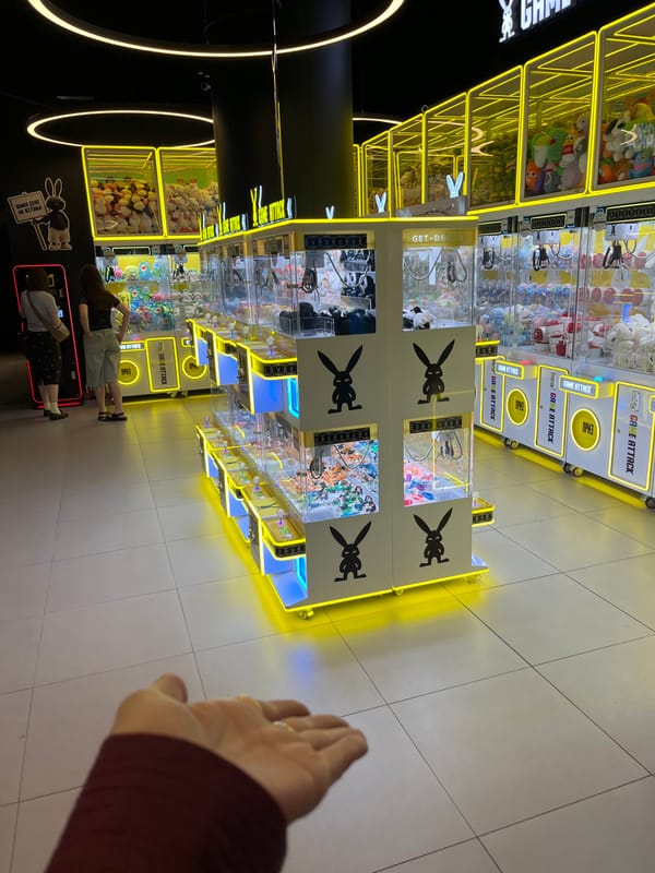 Inside Sochi's More Mall, where a robot dog is roaming around