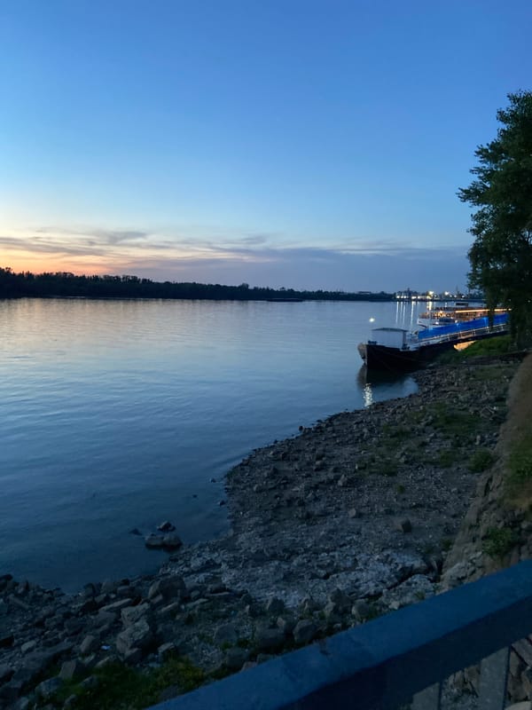 Twilight captured along Danube River in Ruse, Bulgaria