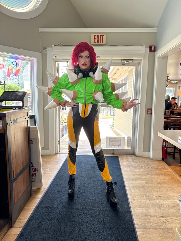 Bold avant-garde style spotted inside a Provincetown café