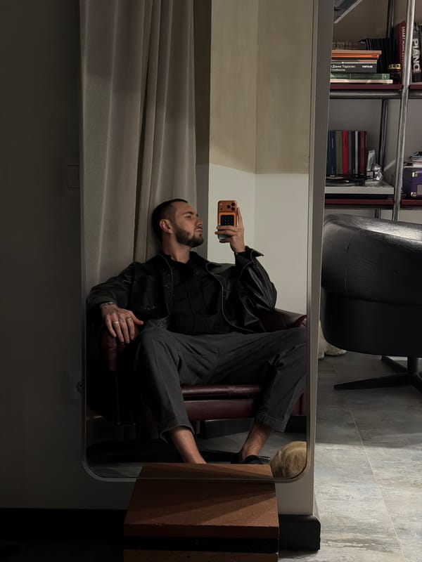 Man takes selfie in chair, Yerevan