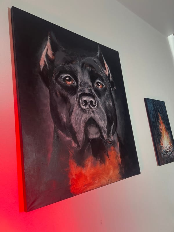 Woman views animal and floral paintings at Tyumen gallery