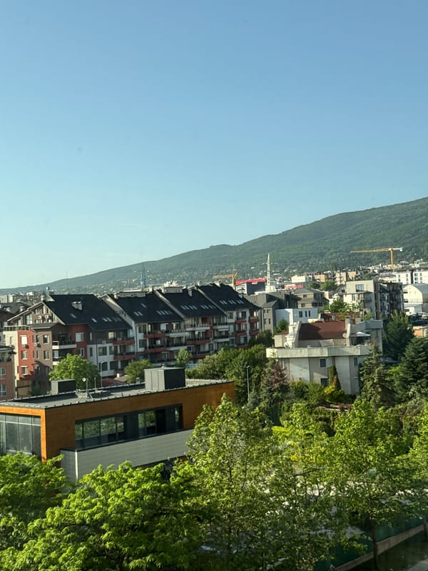 Morning views captured across Sofia with mountain backdrop