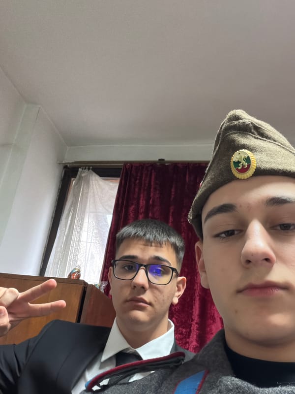 Young men in military uniform, suit pose for selfies