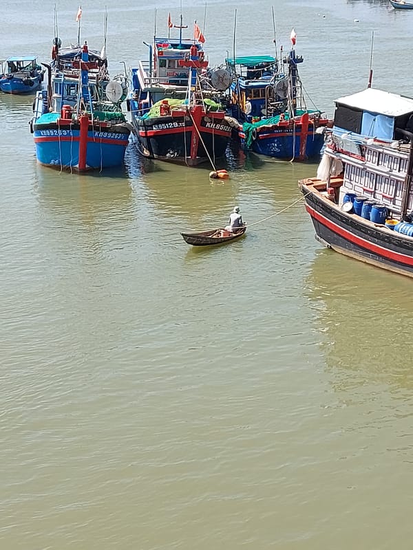 Nha Trang harbor and ancient Cham towers, same morning