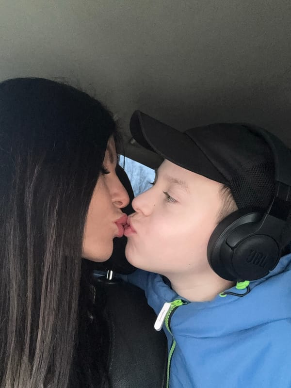 Woman and boy photographed during casual outing in Chaikovsky