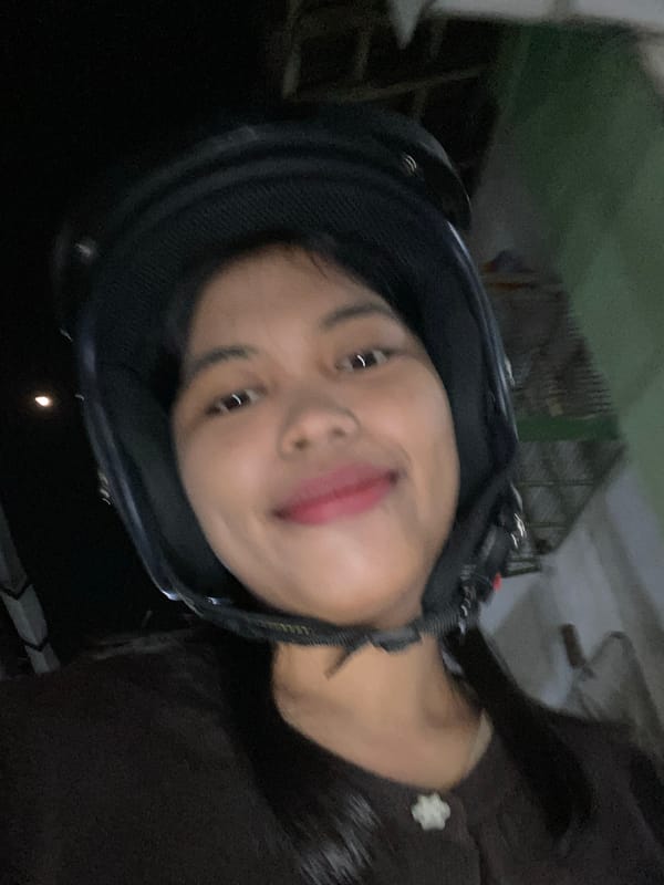 Late-night motorbike ride under a full moon in Madiun