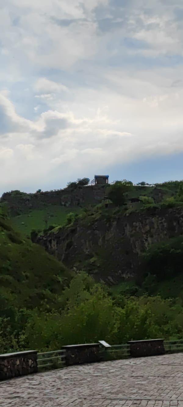Stone structure photographed on ridge in Garni, Armenia