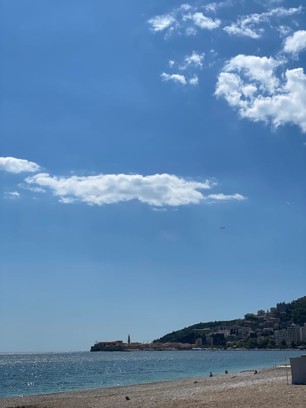 Selfie captured in sunny Budva, Montenegro coastal setting